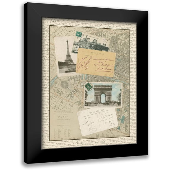 Vision Studio 15x18 Black Modern Framed Museum Art Print Titled - Post Cards from Paris