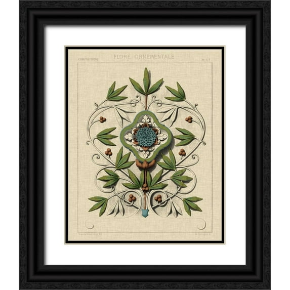 Vision Studio 15x18 Black Ornate Wood Framed with Double Matting Museum Art Print Titled - Decorative Flourish IV