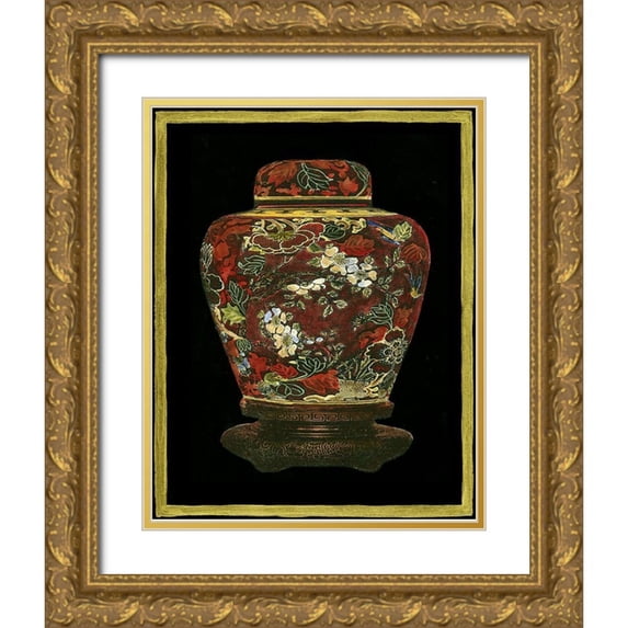 Vision Studio 15x18 Gold Ornate Wood Framed with Double Matting Museum Art Print Titled - Oriental Ginger Jar II