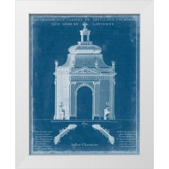Vision Studio 15x18 White Modern Wood Framed Museum Art Print Titled - Garden Treillage Blueprint I