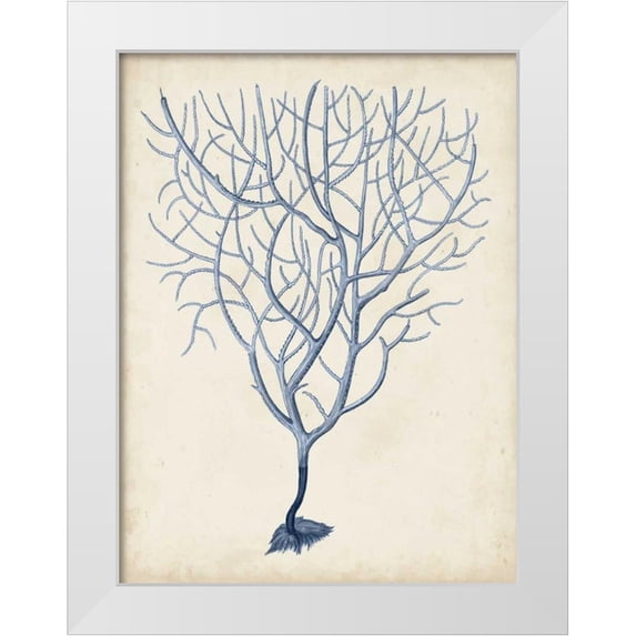 Vision Studio 15x18 White Modern Wood Framed Museum Art Print Titled - Indigo Coral III