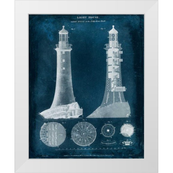 Vision Studio 15x18 White Modern Wood Framed Museum Art Print Titled - Lighthouse Blueprint