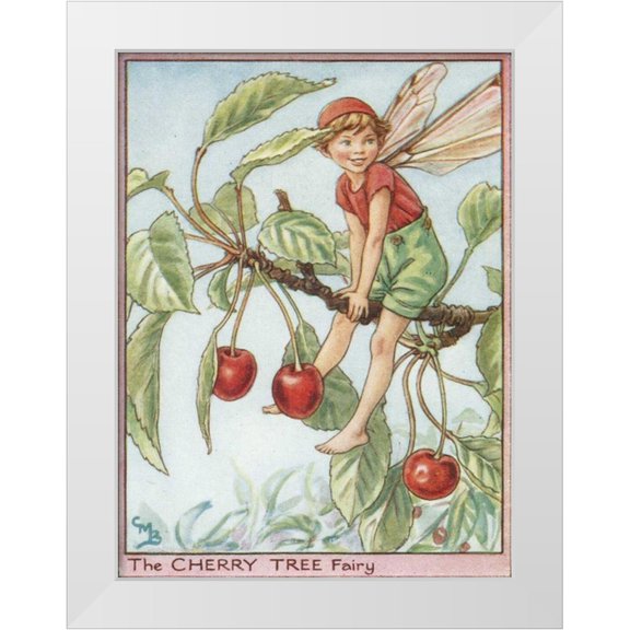 Vision Studio 15x18 White Modern Wood Framed Museum Art Print Titled - The Cherry Tree Fairy