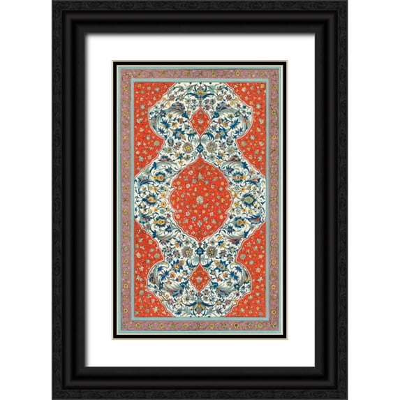 Vision Studio 16x24 Black Ornate Wood Framed with Double Matting Museum Art Print Titled - Non-Embellish Persian Ornament II