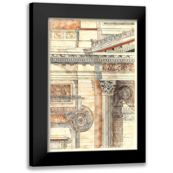 Vision Studio 17x24 Black Modern Framed Museum Art Print Titled - Classical Architecture II GOLD
