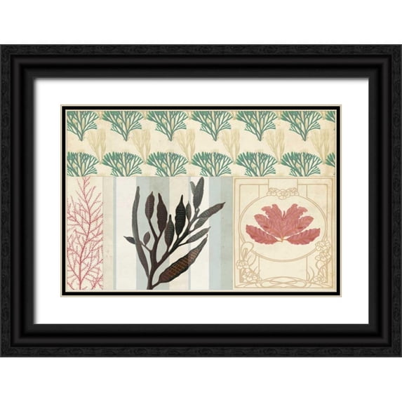 Vision Studio 18x13 Black Ornate Wood Framed with Double Matting Museum Art Print Titled - Coastal Patternbook III