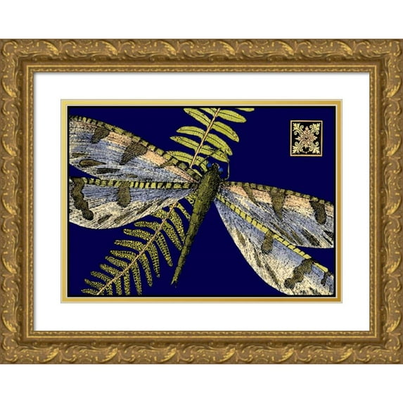 Vision Studio 18x14 Gold Ornate Wood Framed with Double Matting Museum Art Print Titled - Mini Shimmering Dragonfly I