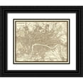 thumbnail image 1 of Vision Studio 18x15 Black Ornate Wood Framed with Double Matting Museum Art Print Titled - Sepia Map of London, 1 of 4