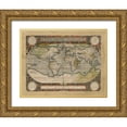 thumbnail image 1 of Vision Studio  18x15 Gold Ornate Wood Framed with Double Matting Museum Art Print Titled - Embellished Antique World Map, 1 of 4