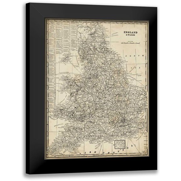 Vision Studio 19x24 Black Modern Framed Museum Art Print Titled - Antique Map of England