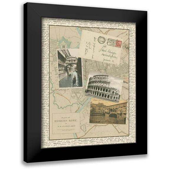 Vision Studio 19x24 Black Modern Framed Museum Art Print Titled - Post Cards from Rome
