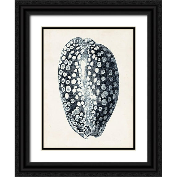 Vision Studio 19x24 Black Ornate Wood Framed with Double Matting Museum Art Print Titled - Coastal Collection in Indigo III