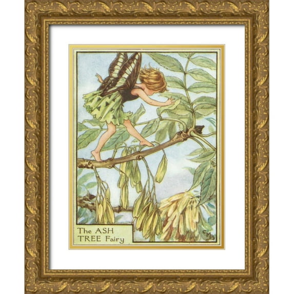 Vision Studio 19x24 Gold Ornate Wood Framed with Double Matting Museum Art Print Titled - The Ash Tree Fairy