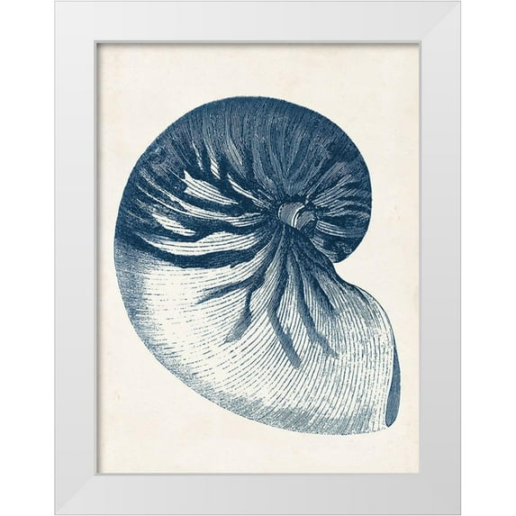 Vision Studio 19x24 White Modern Wood Framed Museum Art Print Titled - Coastal Collection in Indigo V