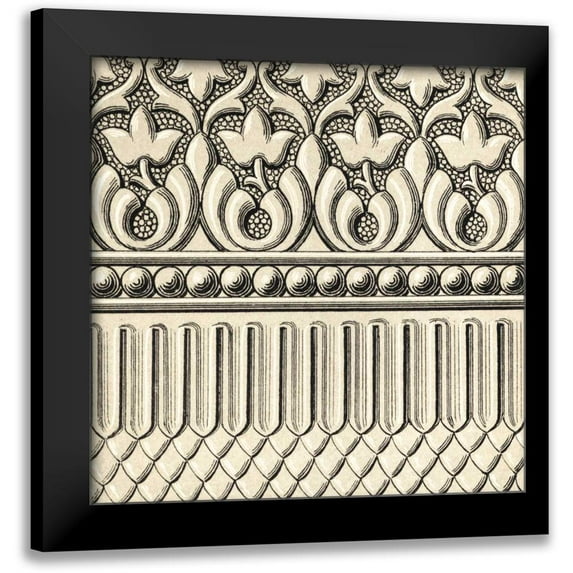 Vision Studio 20x20 Black Modern Framed Museum Art Print Titled - Ornamental Tile Motif V