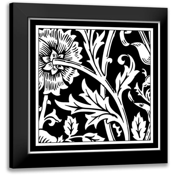 Vision Studio 20x20 Black Modern Framed Museum Art Print Titled - Printed Graphic Floral Motif IV