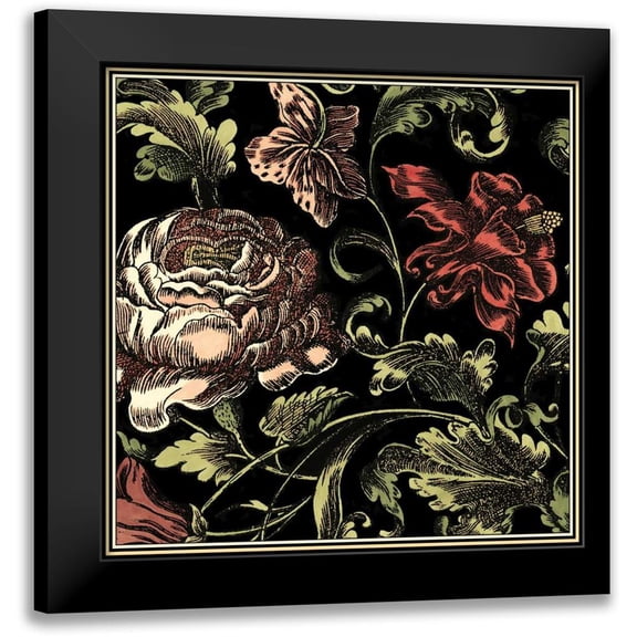 Vision Studio 20x20 Black Modern Framed Museum Art Print Titled - Small Floral Fancy I