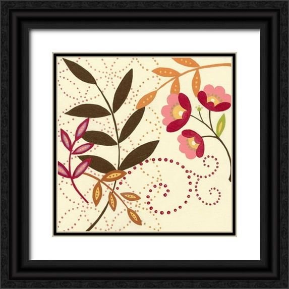 Vision Studio 20x20 Black Ornate Wood Framed with Double Matting Museum Art Print Titled - Berry Blossom I