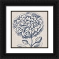 thumbnail image 1 of Vision Studio 20x20 Black Ornate Wood Framed with Double Matting Museum Art Print Titled - Indigo Floral on Linen III, 1 of 4