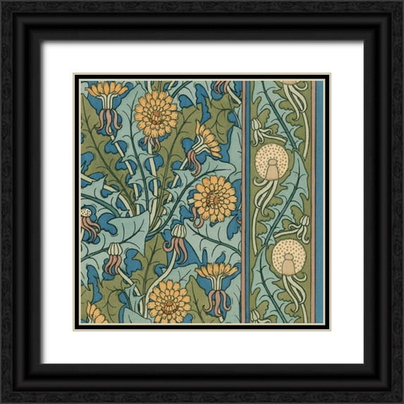 Vision Studio 20x20 Black Ornate Wood Framed with Double Matting Museum Art Print Titled - Nouveau Textile Motif IX