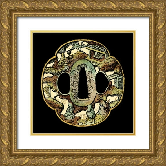 Vision Studio 20x20 Gold Ornate Wood Framed with Double Matting Museum Art Print Titled - Asian Medallion IV