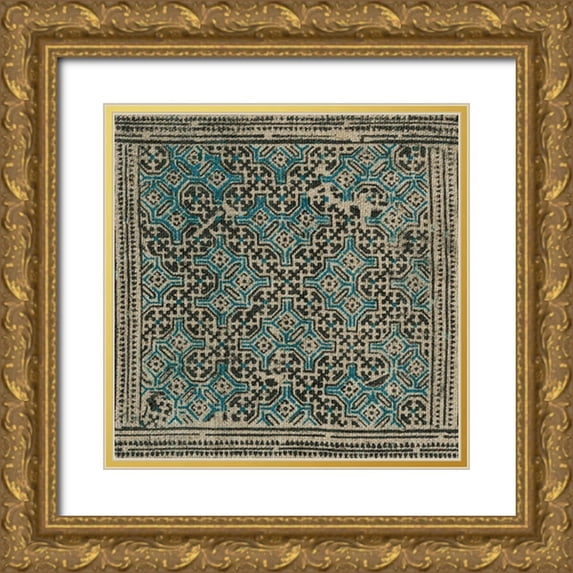 Vision Studio 20x20 Gold Ornate Wood Framed with Double Matting Museum Art Print Titled - Block Print Textile I