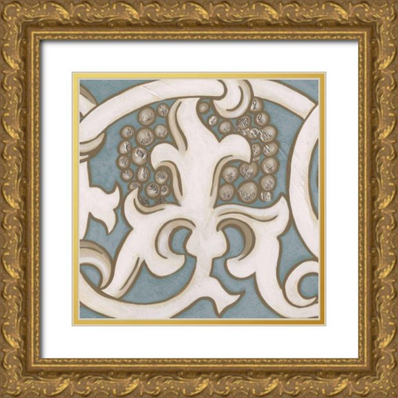 Vision Studio 20x20 Gold Ornate Wood Framed with Double Matting Museum Art Print Titled - Ornamental Leaf III