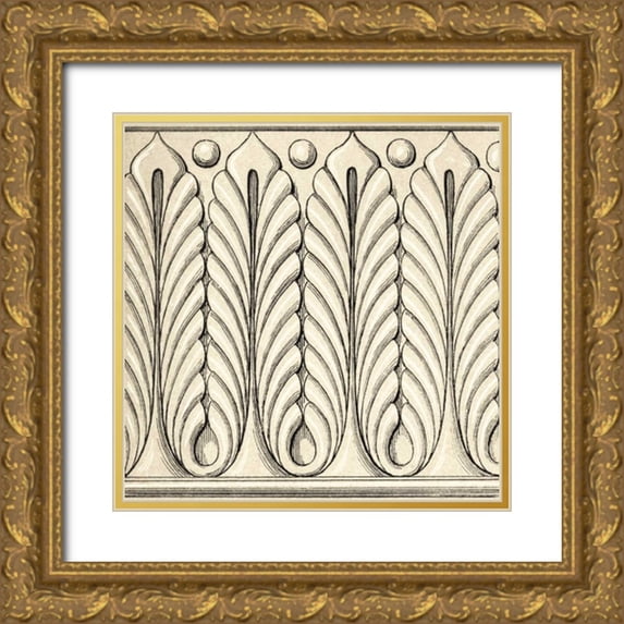 Vision Studio 20x20 Gold Ornate Wood Framed with Double Matting Museum Art Print Titled - Ornamental Tile Motif IX