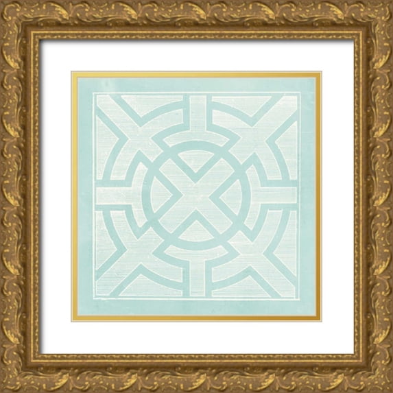 Vision Studio 20x20 Gold Ornate Wood Framed with Double Matting Museum Art Print Titled - Tile Ornamentale I