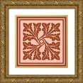 thumbnail image 1 of Vision Studio 20x20 Gold Ornate Wood Framed with Double Matting Museum Art Print Titled - Tonal Woodblock in Coral III, 1 of 4
