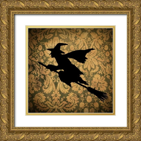 Vision Studio 20x20 Gold Ornate Wood Framed with Double Matting Museum Art Print Titled - Witch and Damask