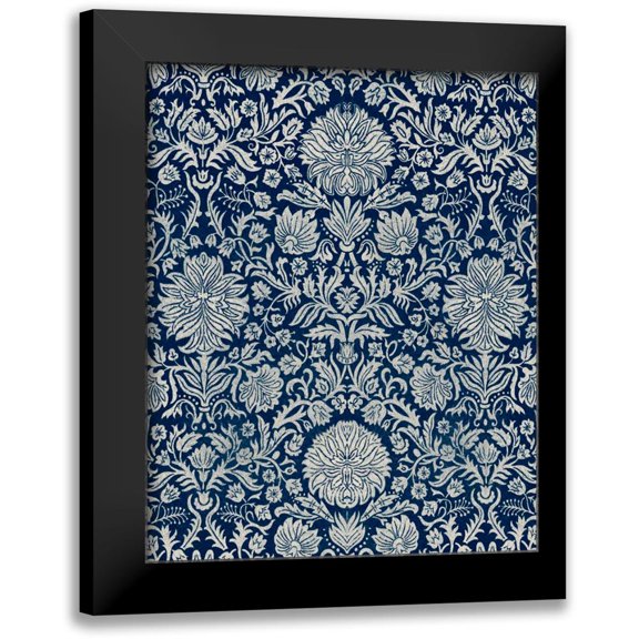 Vision Studio 20x24 Black Modern Framed Museum Art Print Titled - Baroque Tapestry in Navy II