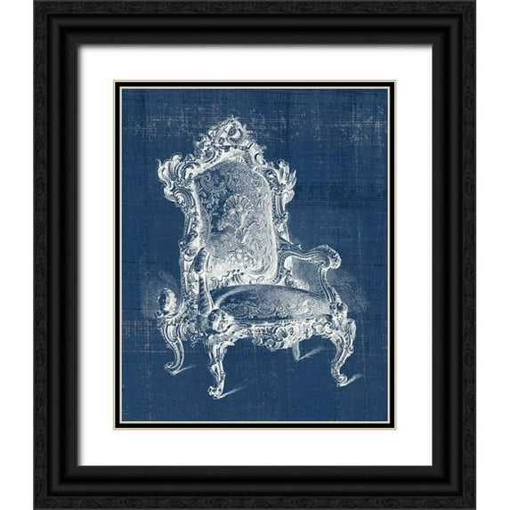 Vision Studio 20x24 Black Ornate Wood Framed with Double Matting Museum Art Print Titled - Antique Chair Blueprint II