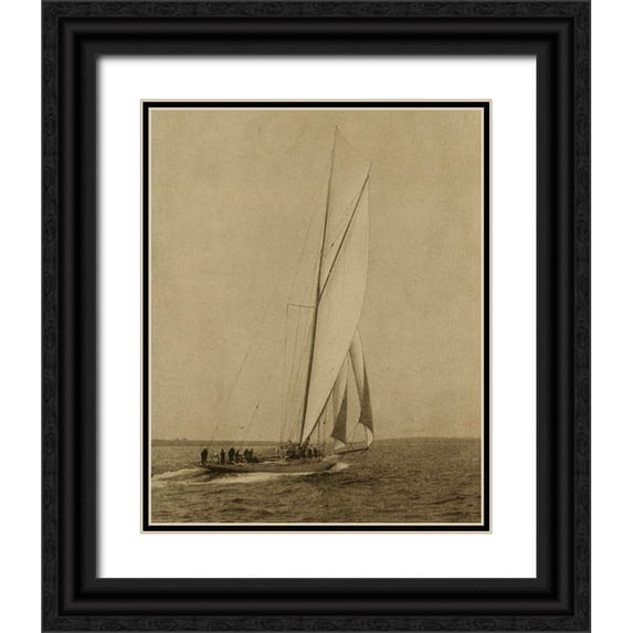 Vision Studio 20x24 Black Ornate Wood Framed with Double Matting Museum Art Print Titled - Racing Yachts I