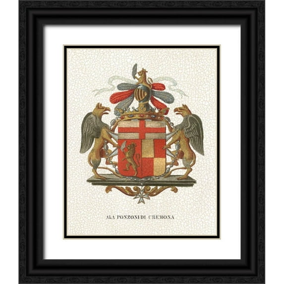 Vision Studio 20x24 Black Ornate Wood Framed with Double Matting Museum Art Print Titled - Stately Heraldry III