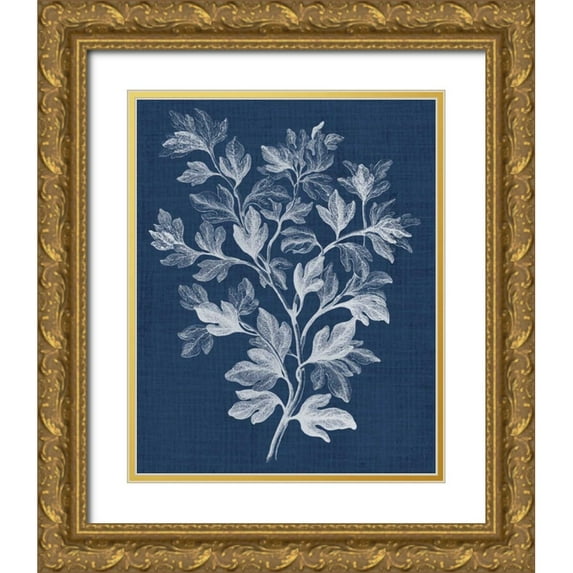 Vision Studio 20x24 Gold Ornate Wood Framed with Double Matting Museum Art Print Titled - Foliage Chintz I