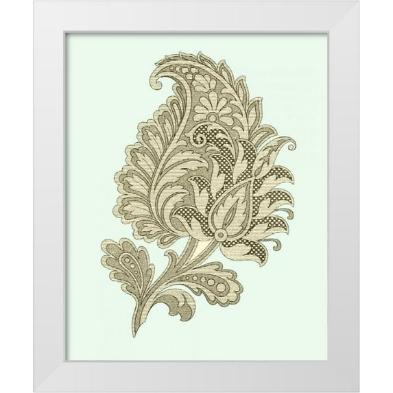 Vision Studio 20x24 White Modern Wood Framed Museum Art Print Titled - Celadon Floral Motif IV