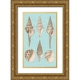 thumbnail image 1 of Vision Studio 21x32 Gold Ornate Wood Framed with Double Matting Museum Art Print Titled - Sepia And Aqua Shells II, 1 of 4