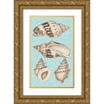 thumbnail image 1 of Vision Studio 21x32 Gold Ornate Wood Framed with Double Matting Museum Art Print Titled - Sepia And Aqua Shells IV, 1 of 4