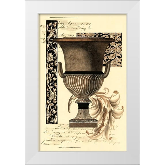 Vision Studio 22x32 White Modern Wood Framed Museum Art Print Titled - Transitional Sepia Urn II