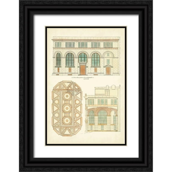 Vision Studio 23x32 Black Ornate Wood Framed with Double Matting Museum Art Print Titled - Architects Plan III