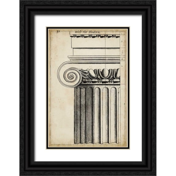 Vision Studio 23x32 Black Ornate Wood Framed with Double Matting Museum Art Print Titled - Architectural Composition I