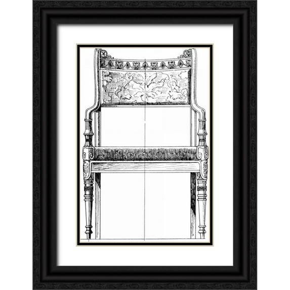 Vision Studio 23x32 Black Ornate Wood Framed with Double Matting Museum Art Print Titled - Custom Furniture Blueprint IV