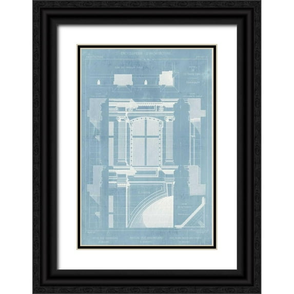 Vision Studio 23x32 Black Ornate Wood Framed with Double Matting Museum Art Print Titled - Details of French Architecture II
