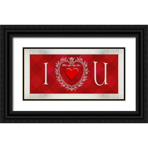 Vision Studio 24x14 Black Ornate Wood Framed with Double Matting Museum Art Print Titled - DIY Love Collection H