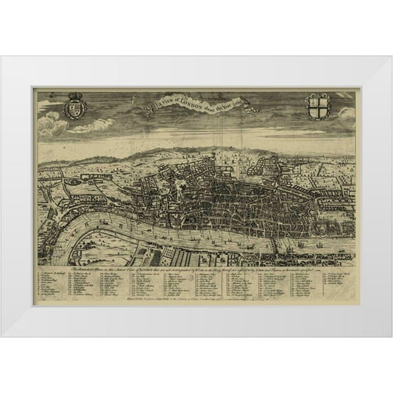 Vision Studio 24x17 White Modern Wood Framed Museum Art Print Titled - Birds Eye View of London