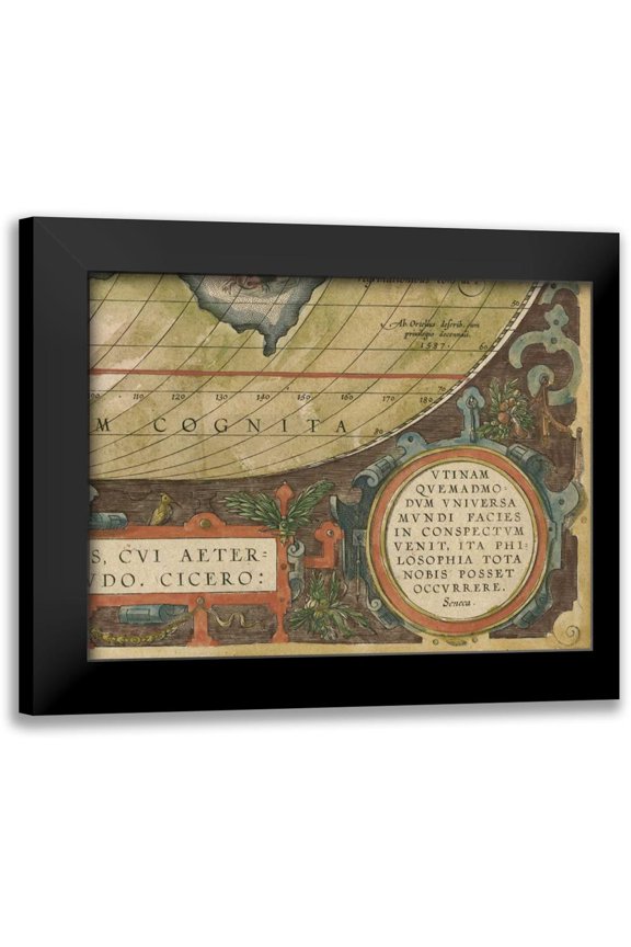 Vision Studio 24x19 Black Modern Framed Museum Art Print Titled - Antique World Map Grid IX