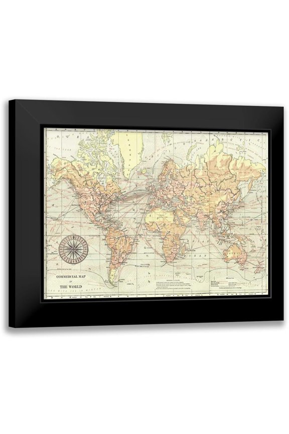 Vision Studio 24x19 Black Modern Framed Museum Art Print Titled - World Map II