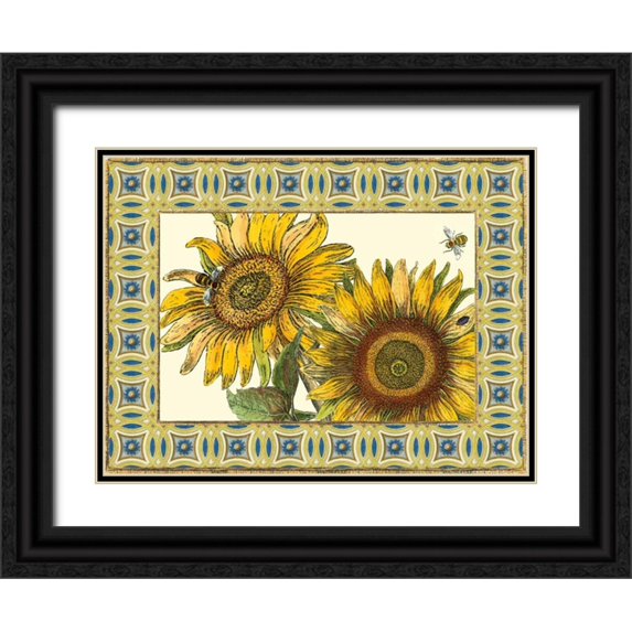 Vision Studio 24x19 Black Ornate Wood Framed with Double Matting Museum Art Print Titled - Classical Sunflower II