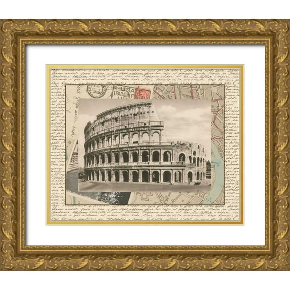 Vision Studio 24x20 Gold Ornate Wood Framed with Double Matting Museum Art Print Titled - Colosseum